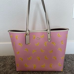 Reversible Coach Tote, Bananas/Maroon